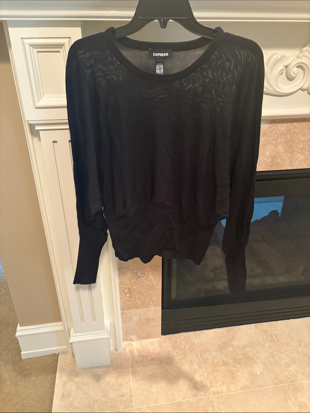 Express Black Sheer Lightweight Long-Sleeve Top